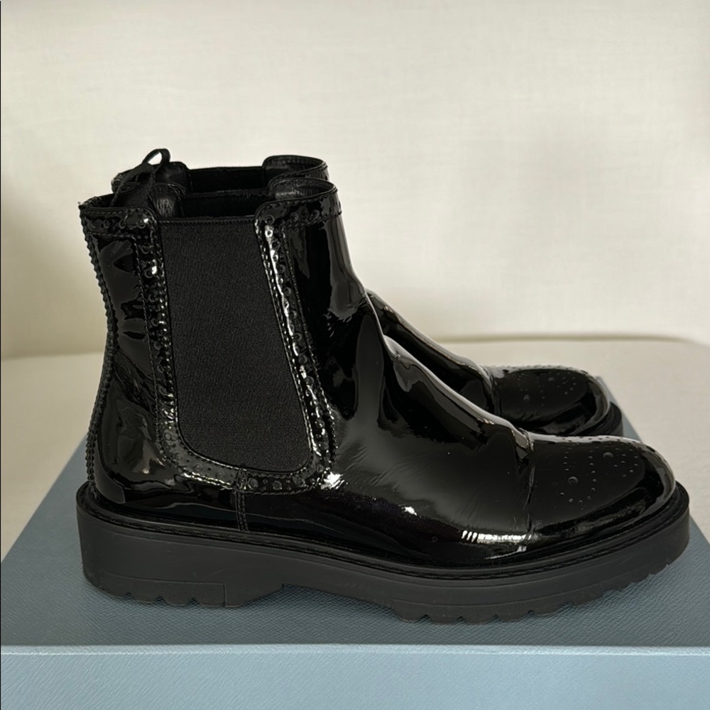 Prada Patent Leather Ankle Boots